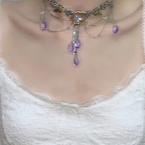 ProvenceDropsTasselChokerNecklace3