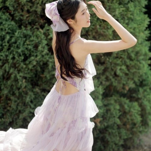 PurpleBacklessRufflesTiredDress3