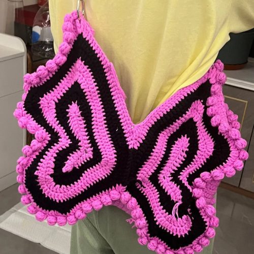 PurpleBlackButterflyCrochetShoulderBag2