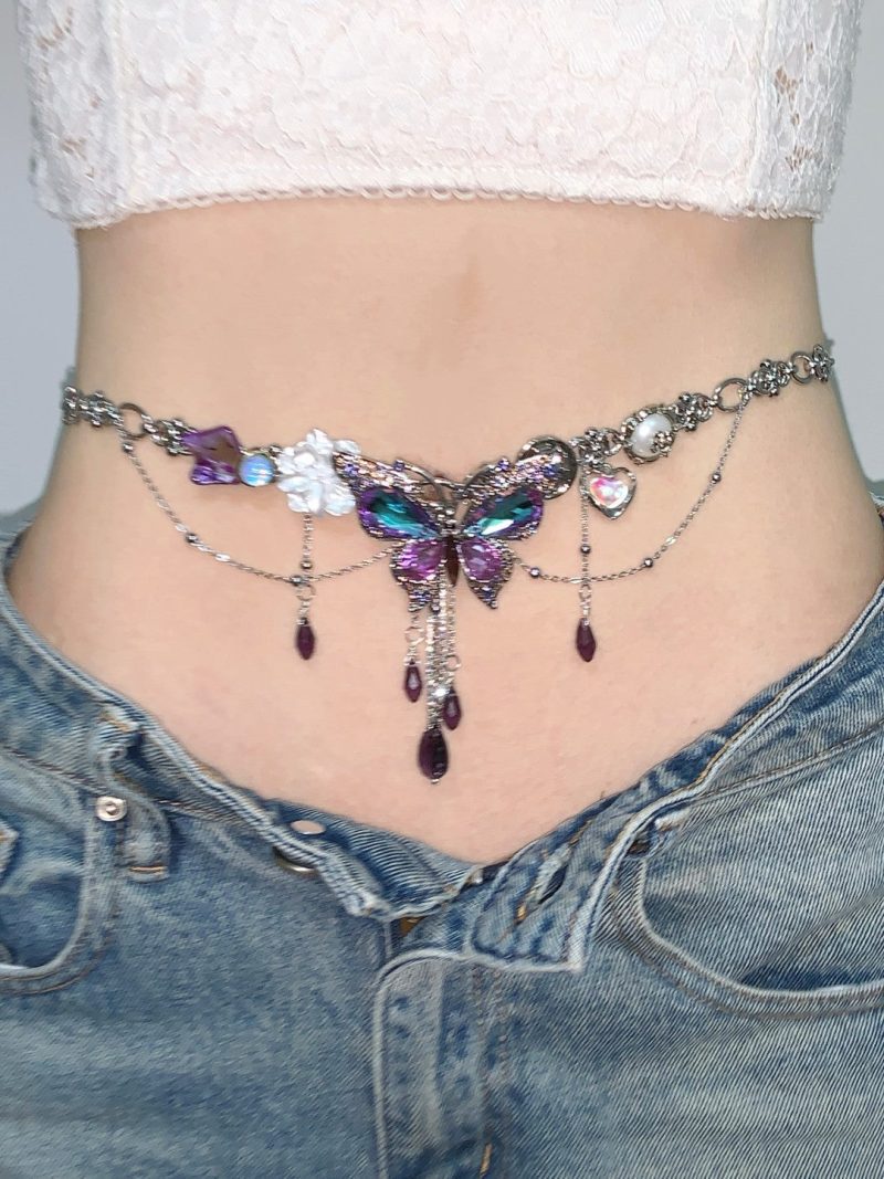 PurpleButterflyDreamTasselNecklaceWaistChain3