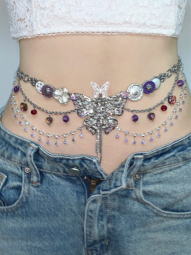 PurpleButterflyDreamTasselNecklaceWaistChain8