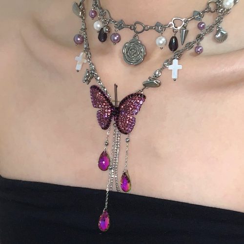 PurpleButterflyFlowerTasselChoker3 7c1eb9a1 4acf 449f 8720 5966a845cc3f