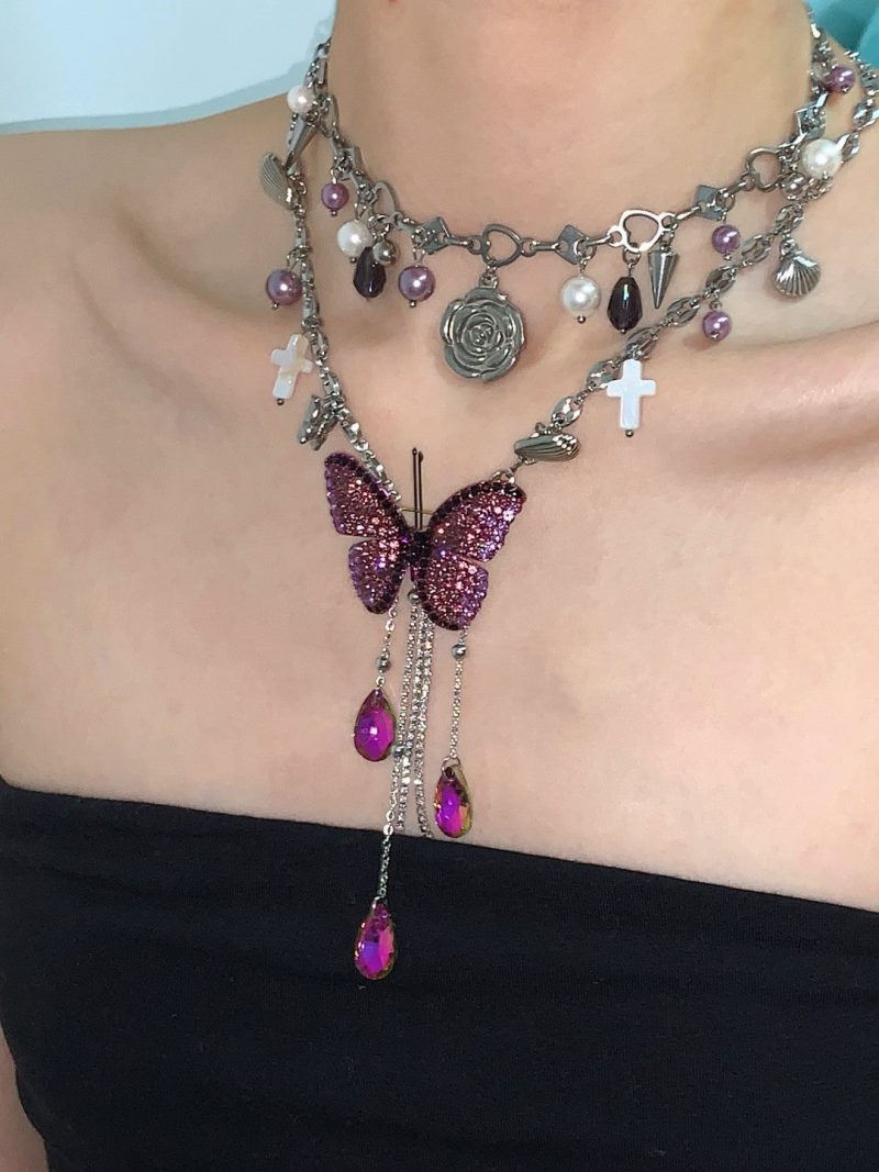 PurpleButterflyFlowerTasselChoker3 7c1eb9a1 4acf 449f 8720 5966a845cc3f