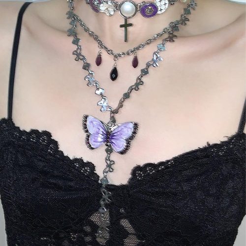 PurpleButterflyLayeredTasselChoker3