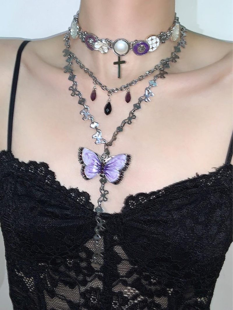 PurpleButterflyLayeredTasselChoker3