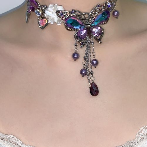 PurpleButterflyTasselChoker3