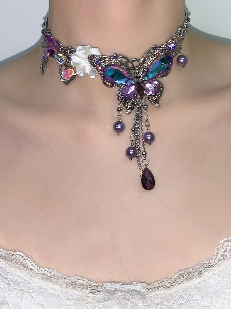 PurpleButterflyTasselChoker3