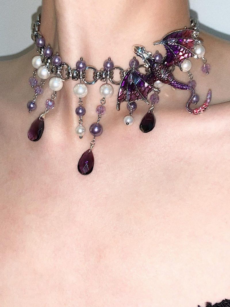 PurpleDragonPearlBeadedChoker1