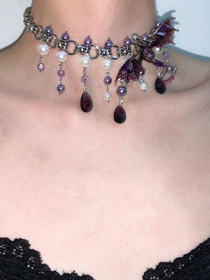 PurpleDragonPearlBeadedChoker4