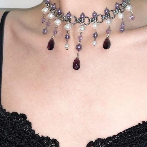 PurpleDragonPearlBeadedChoker5