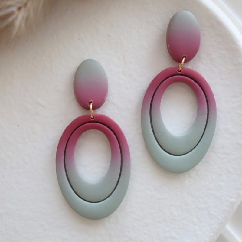 PurpleGreyGradientPolymerClayEarrings2