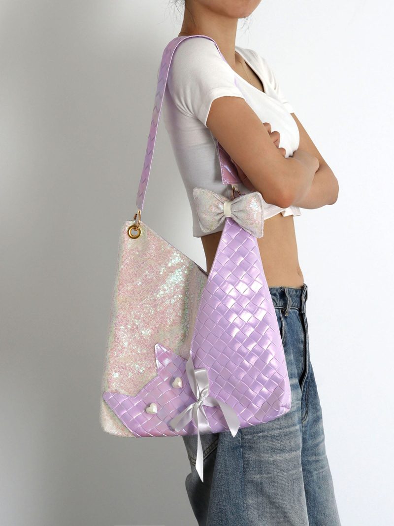 PurpleSequinsCatBowShoulderBag1