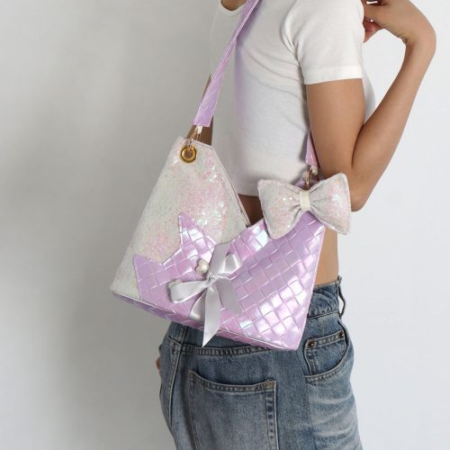 PurpleSequinsCatBowShoulderBag11