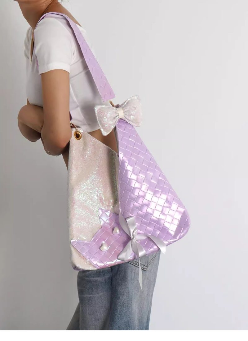 PurpleSequinsCatBowShoulderBag13