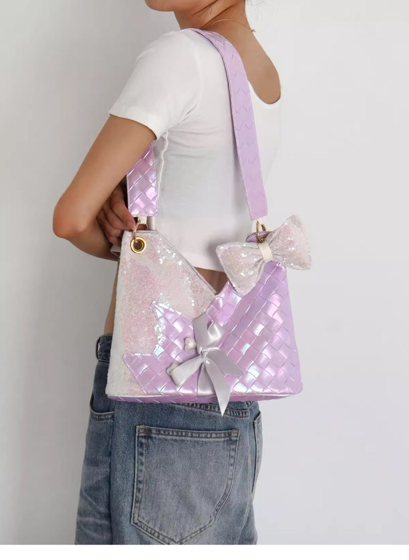 PurpleSequinsCatBowShoulderBag17