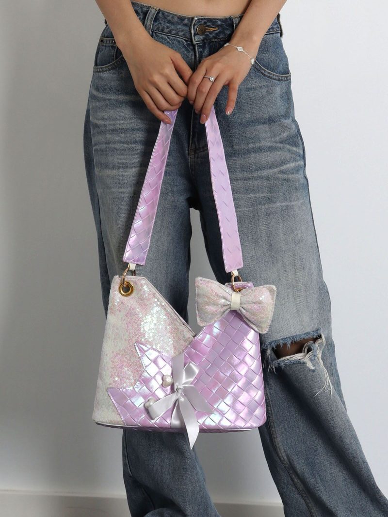 PurpleSequinsCatBowShoulderBag2