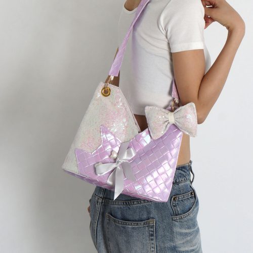 PurpleSequinsCatBowShoulderBag4