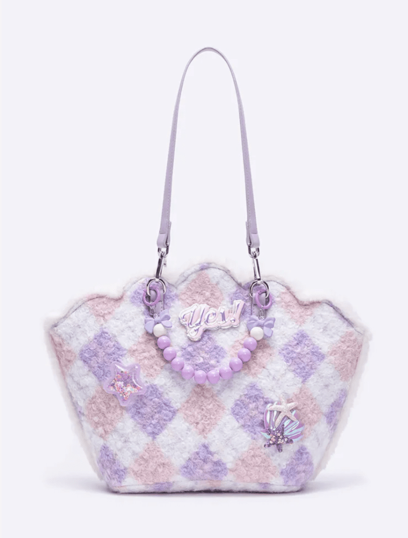 PurpleShell ShapedPlushBeadedShoulderBag2