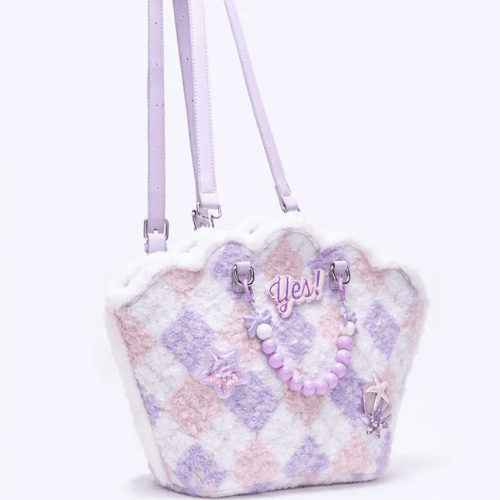 PurpleShell ShapedPlushBeadedShoulderBag3