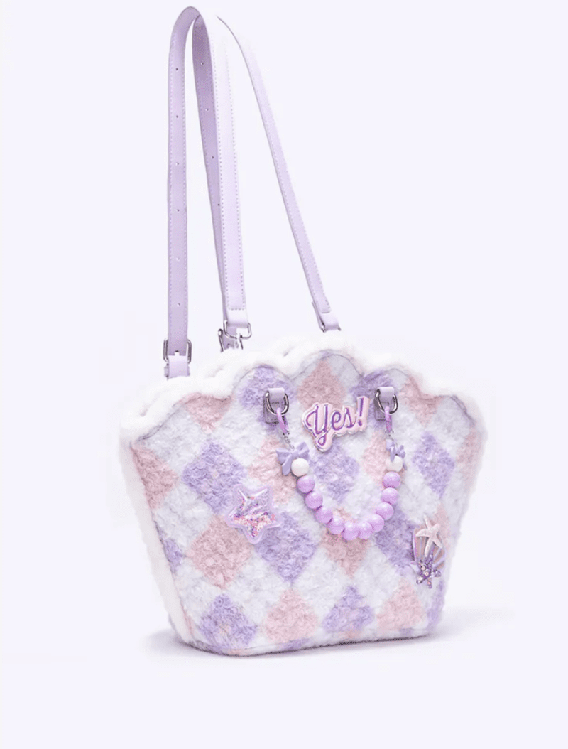 PurpleShell ShapedPlushBeadedShoulderBag3