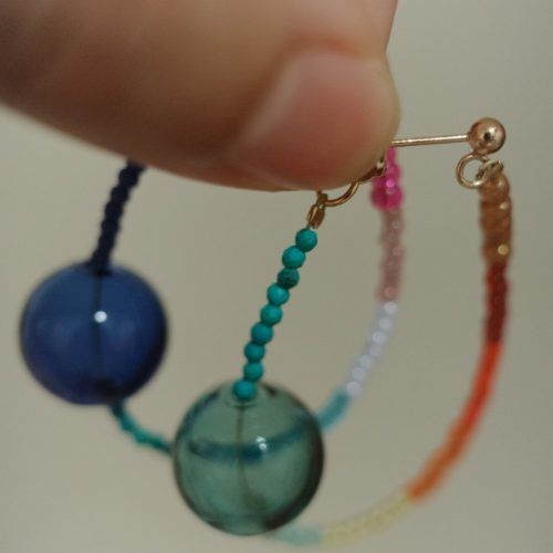 RainbowBubbleBeadedHoopEarrings3