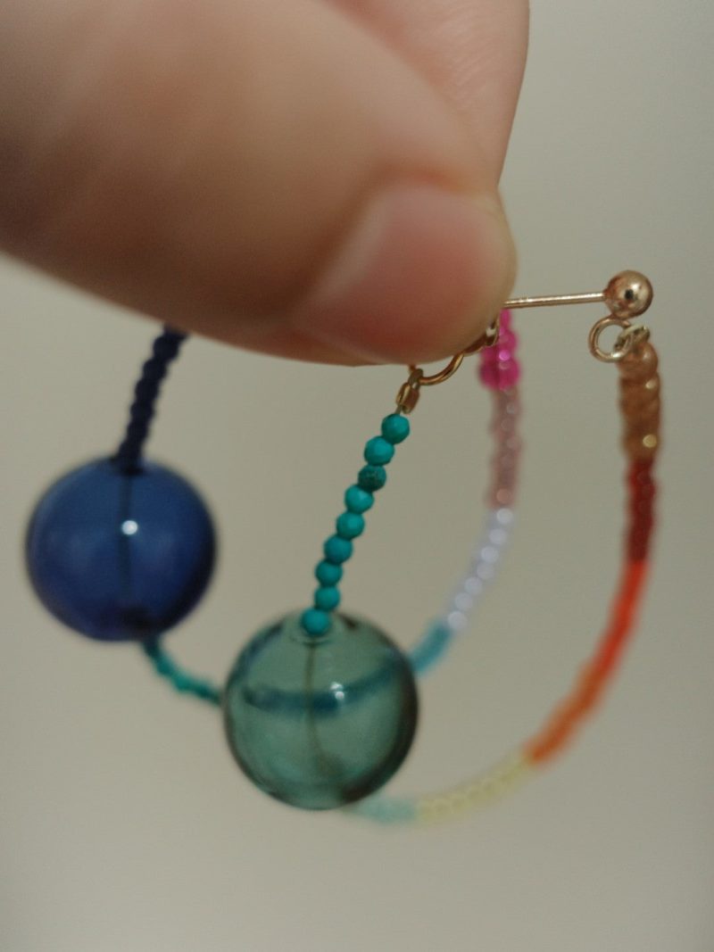 RainbowBubbleBeadedHoopEarrings3