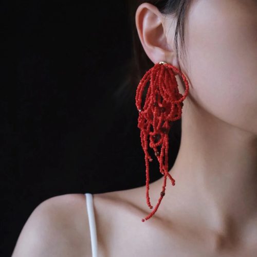 RedBeadedHoopsEarrings1 205c9297 3c03 40ed b9d3 f7a8ba49dc04