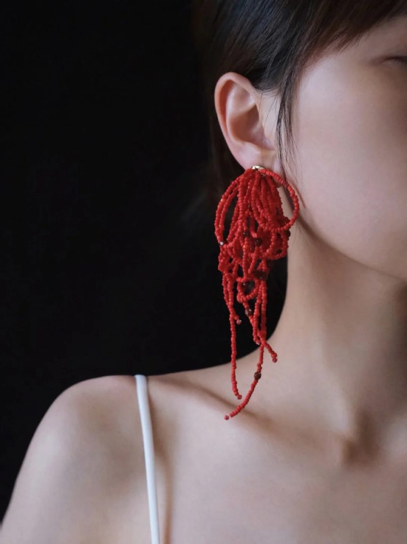 RedBeadedHoopsEarrings1 205c9297 3c03 40ed b9d3 f7a8ba49dc04