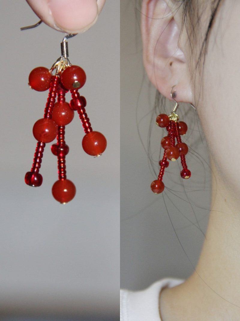 RedPomegranateBeadedEarrings1