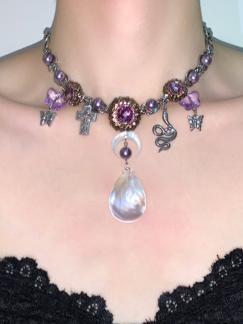 ShellPendantPurpleButterflyChoker2