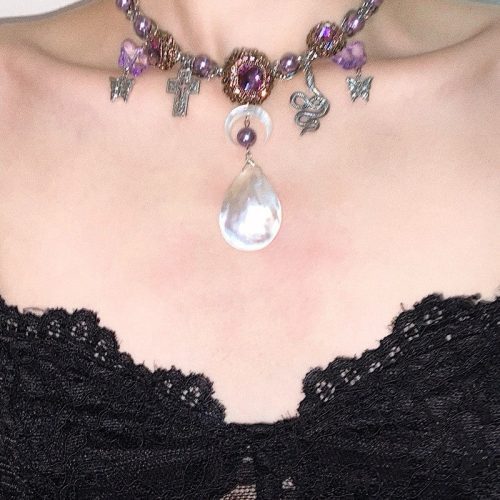 ShellPendantPurpleButterflyChoker3