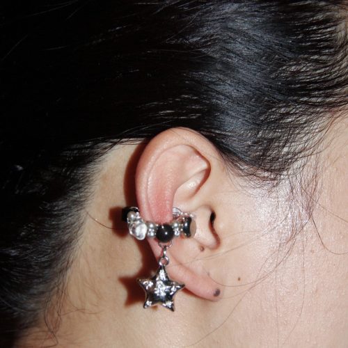 SilverBlackStarClipEarrings5