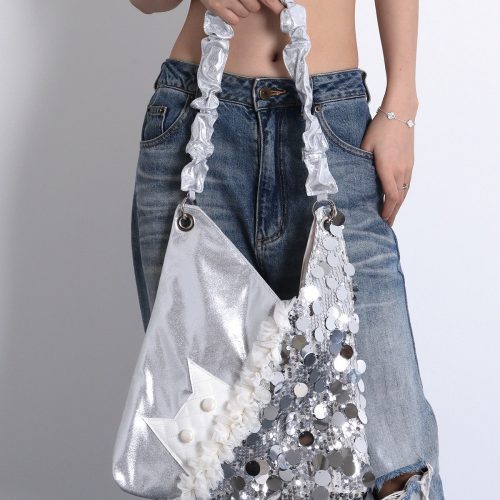 SilverSequinsCatShoulderBag7