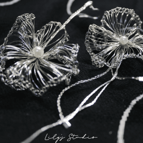 SilverWireWeavingFlowerEarrings1