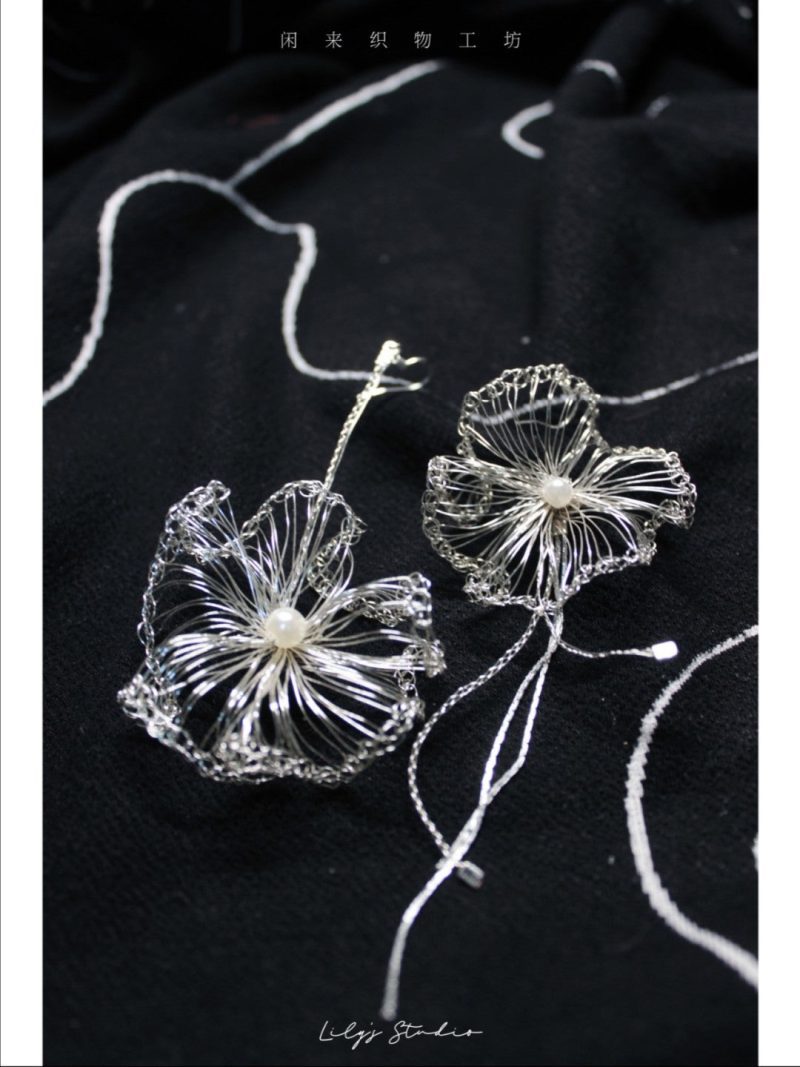 SilverWireWeavingFlowerEarrings3