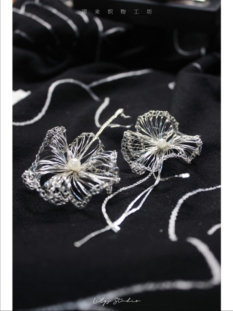 SilverWireWeavingFlowerEarrings4