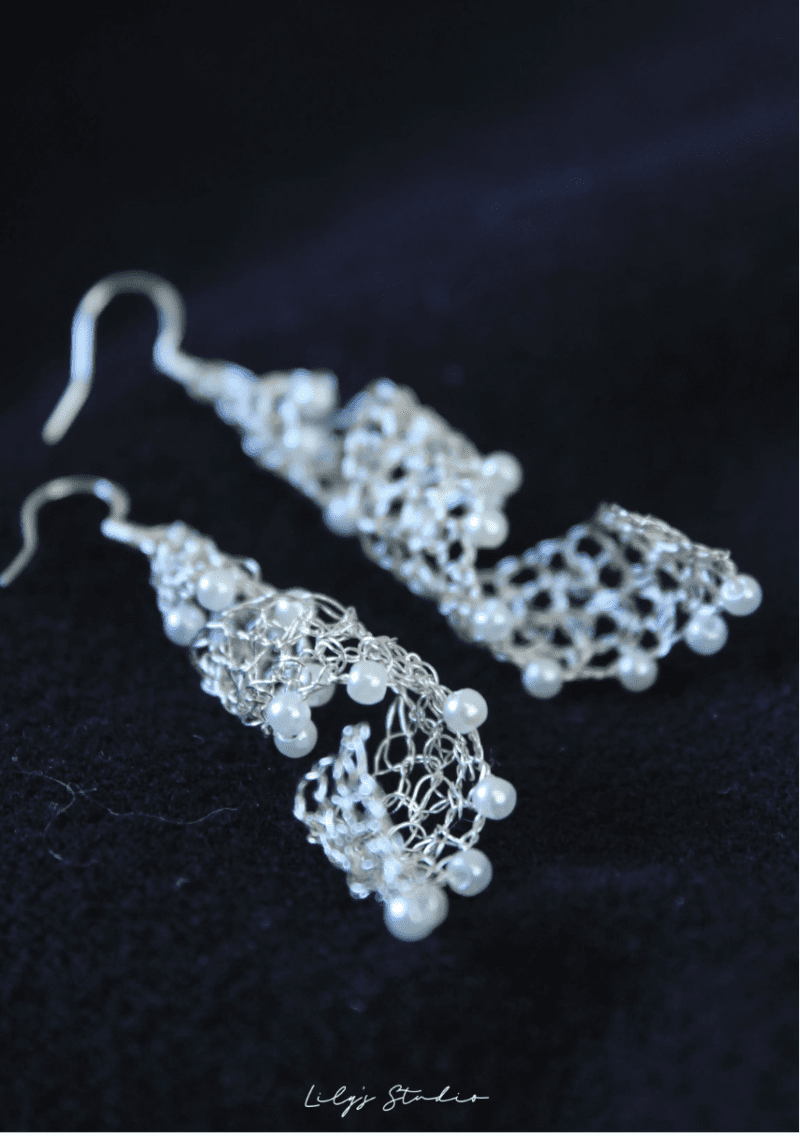 SilverWireWeavingNetPearlEarrings2