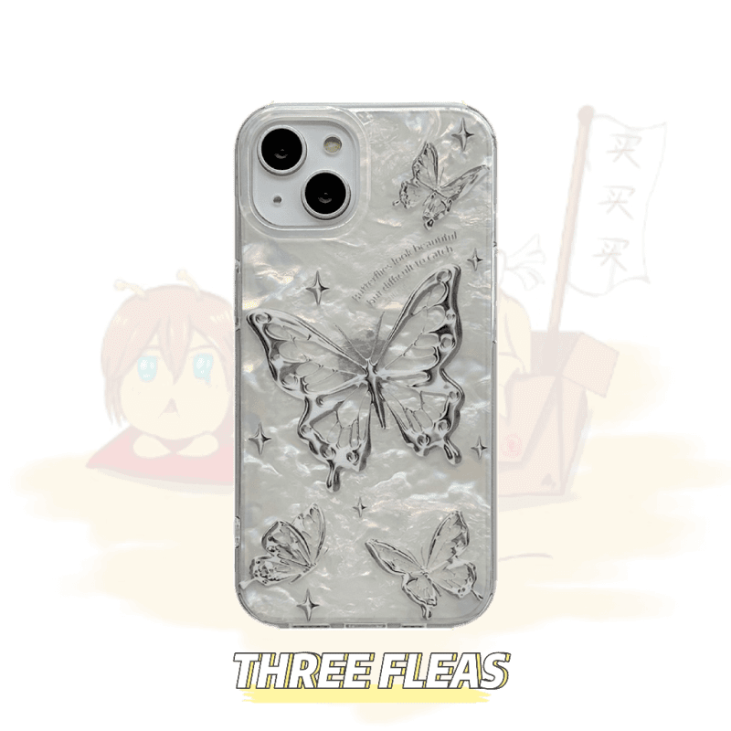 Silverbutterflyshelllusterphonecase