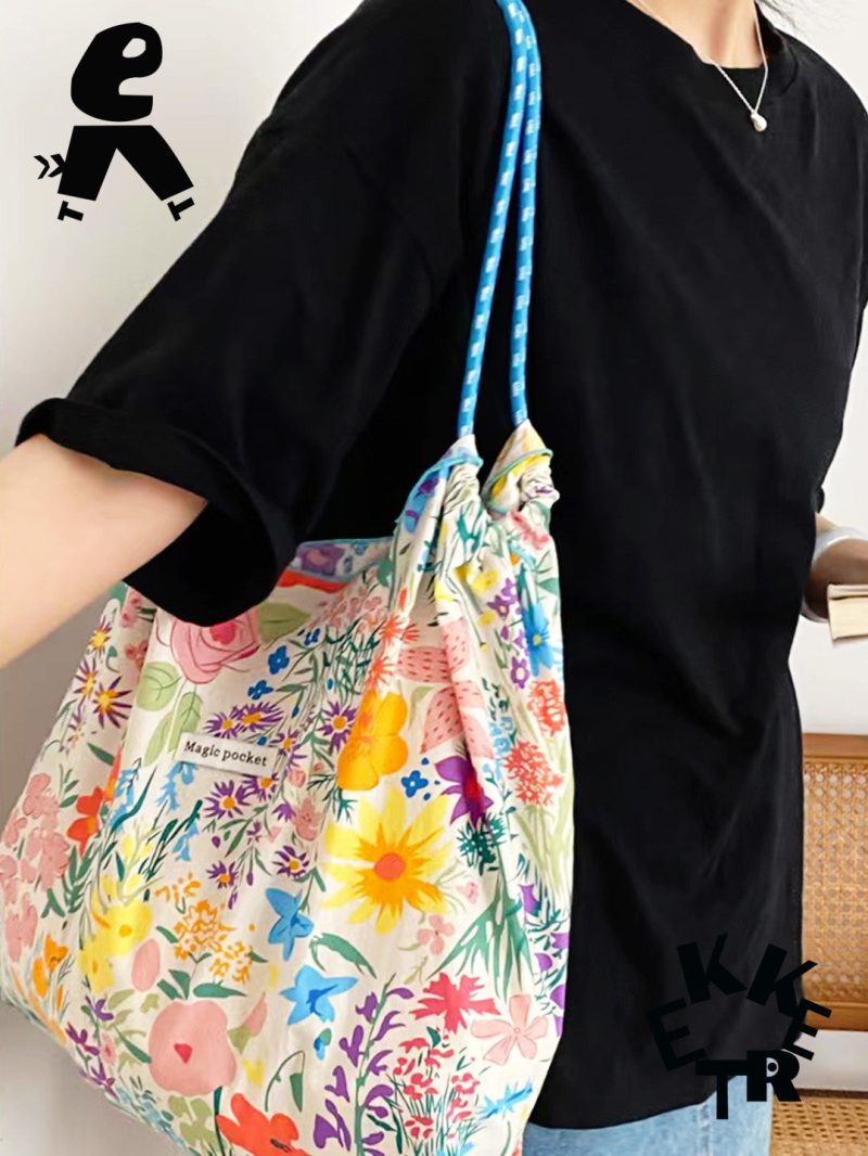 SketchingFloralEco FriendlyReusableShoulderBag10