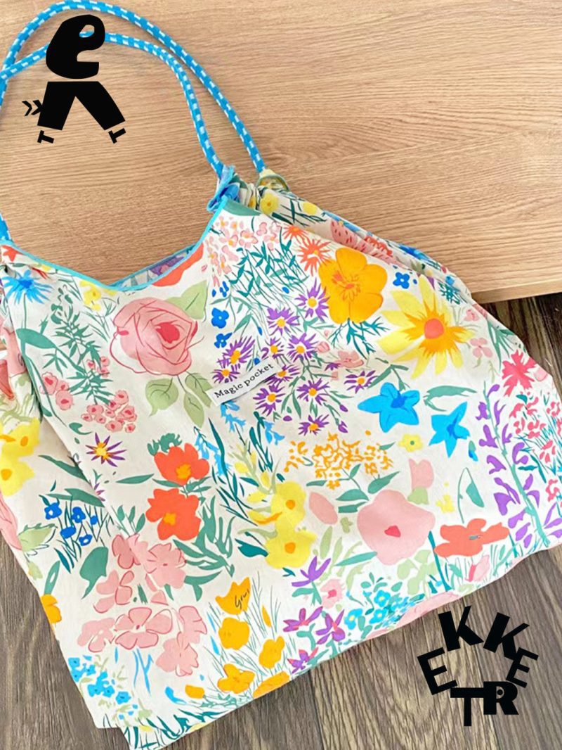 SketchingFloralEco FriendlyReusableShoulderBag8