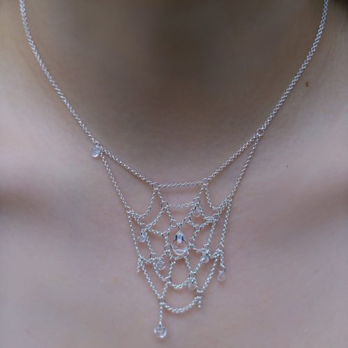 SpiderwebCrystalSilverNecklace4