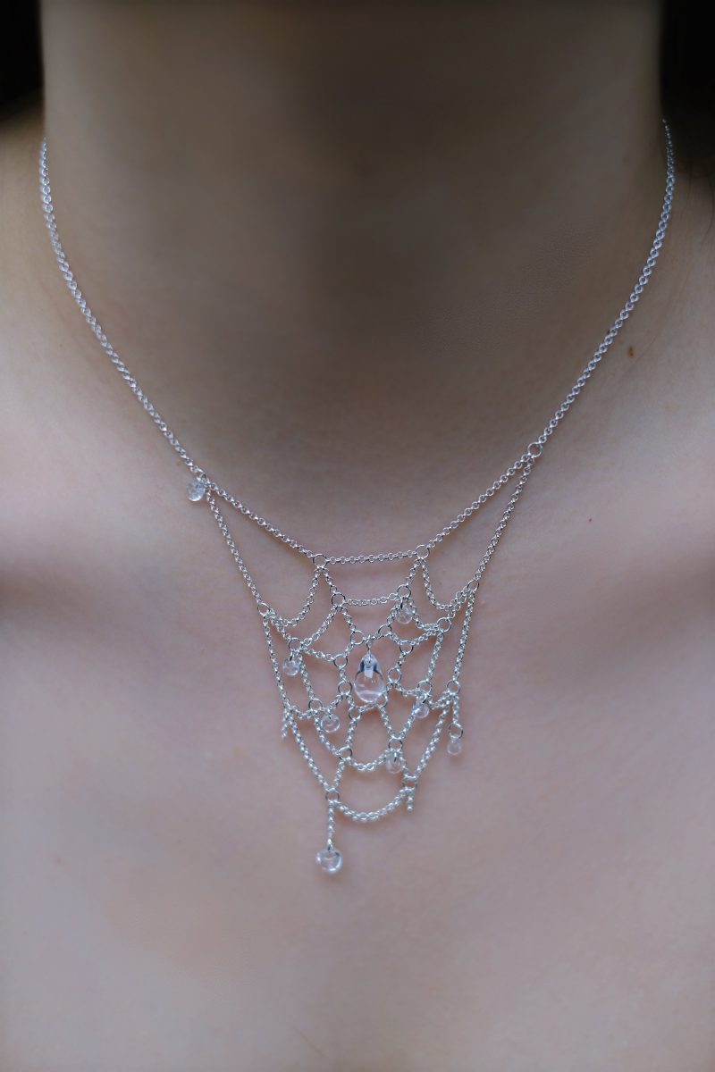 SpiderwebCrystalSilverNecklace4