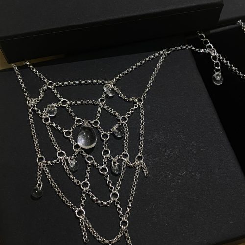 SpiderwebCrystalSilverNecklace5