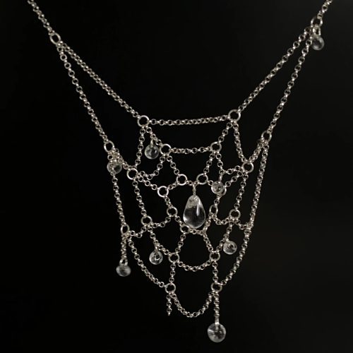 SpiderwebCrystalSilverNecklace8