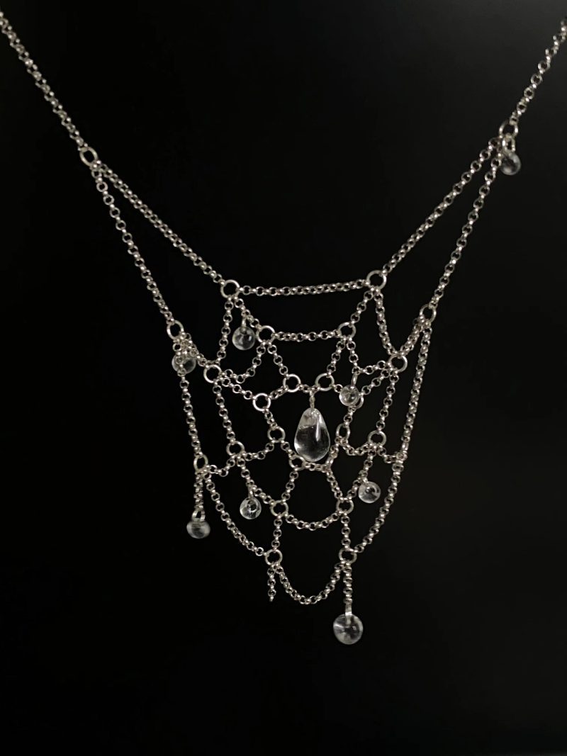 SpiderwebCrystalSilverNecklace8