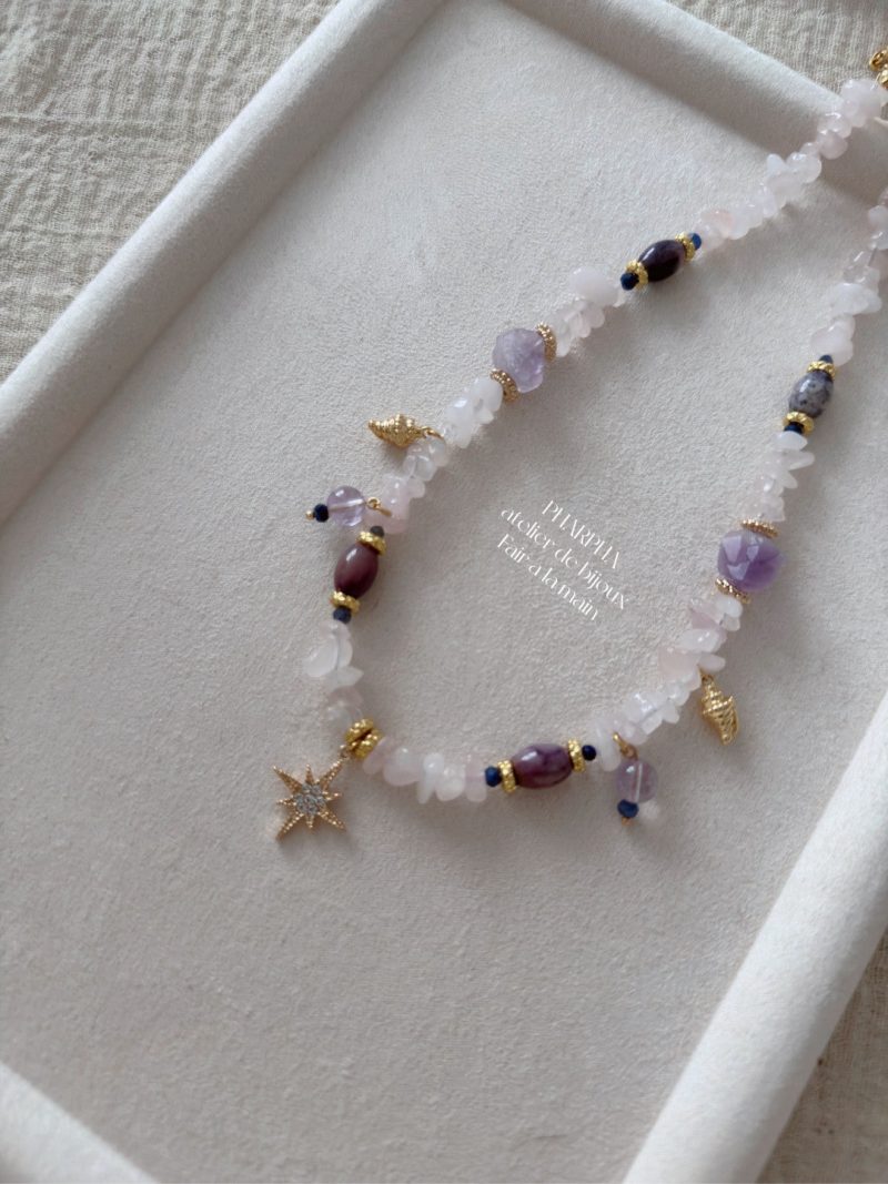 StarPendantPinkPurpleCrystalBeadedNecklace3