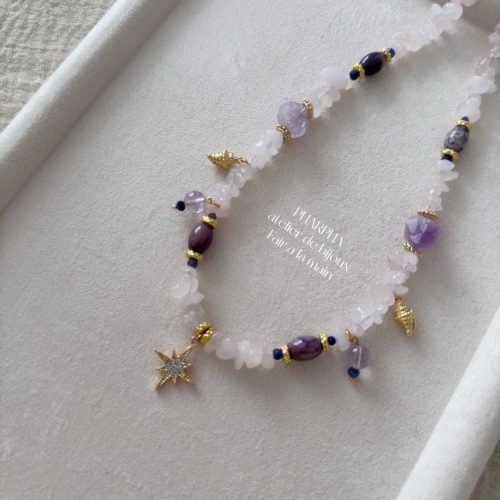 StarPendantPinkPurpleCrystalBeadedNecklace5