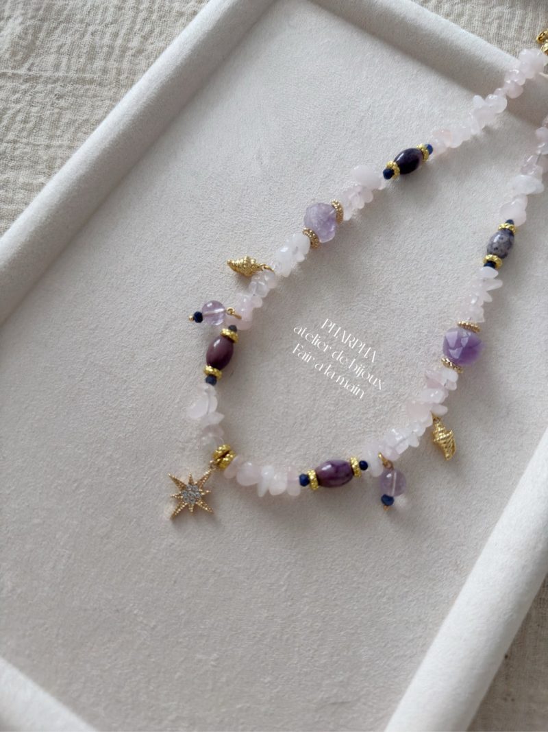 StarPendantPinkPurpleCrystalBeadedNecklace5