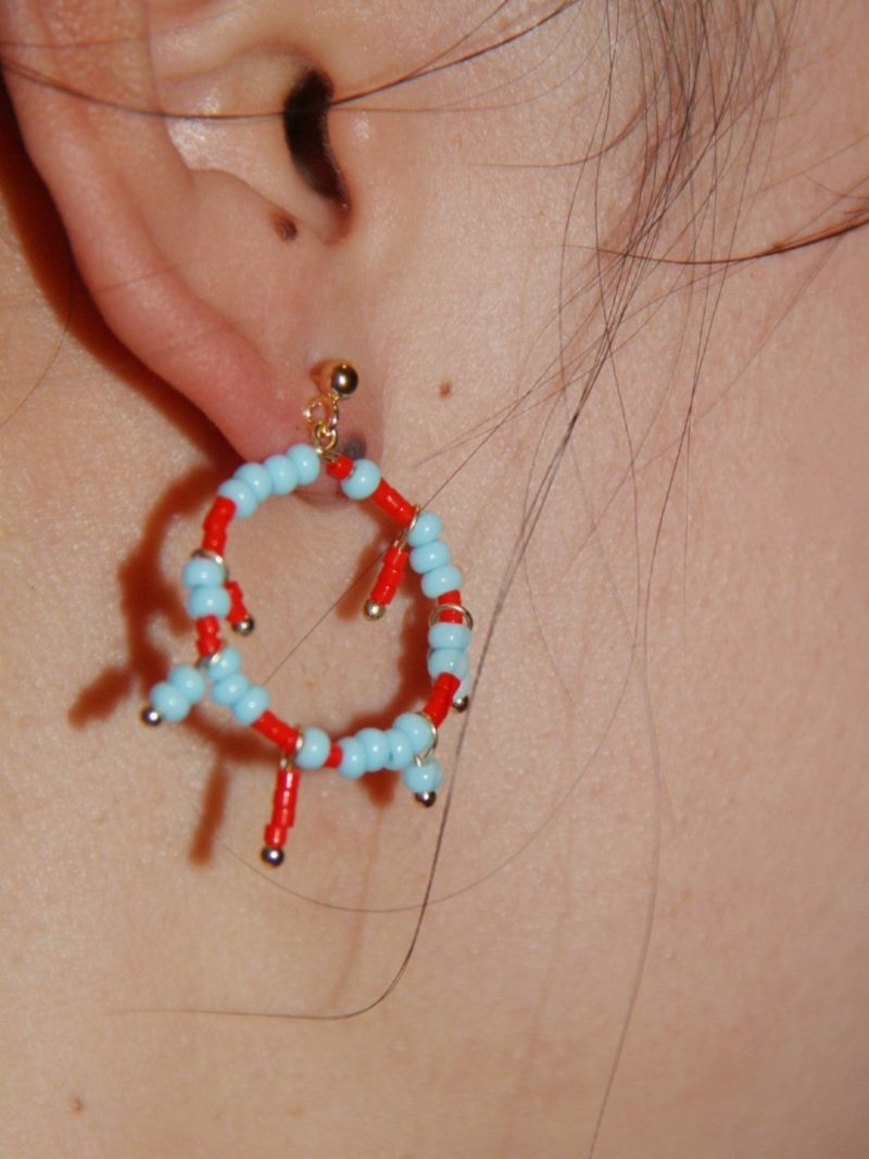 StrangeBlueOrangeCircleBeadedEarrings3