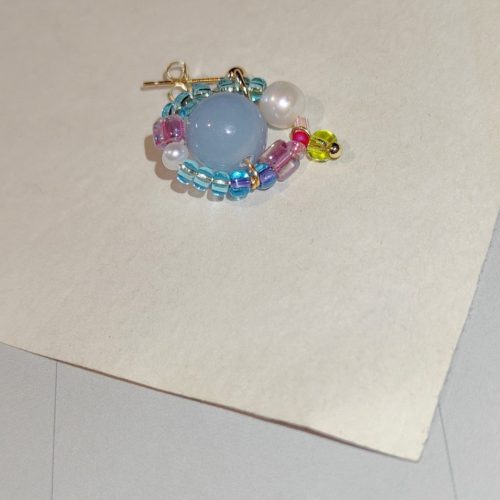 SummerBubbleBluePinkPearlBeadedEarrings5